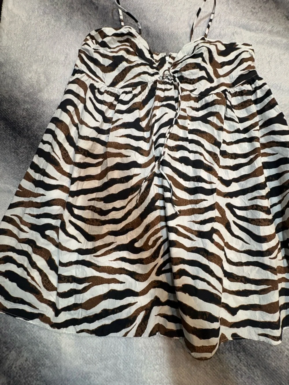 (A2) J.Crew NWOT Keyhole Mini Dress‎ Zebra Stripe Animal Print Brown Ivory 14 16